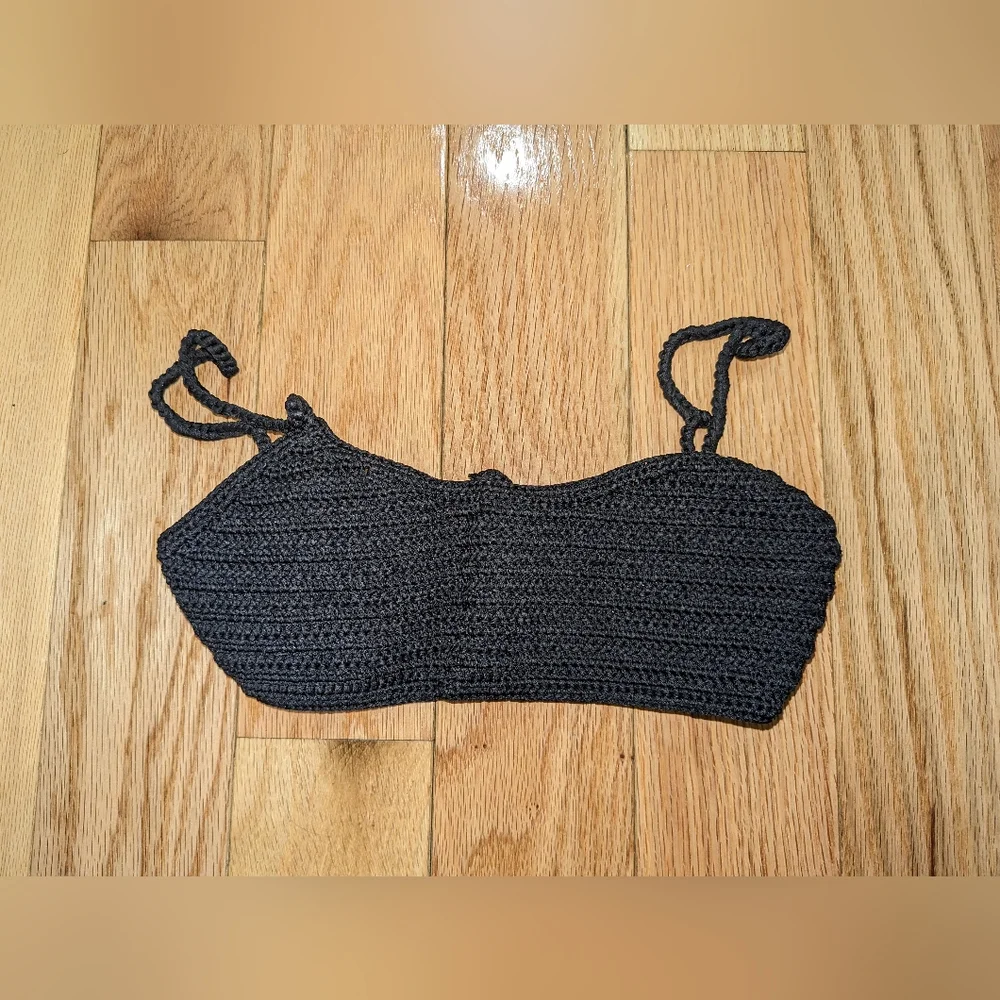 NWT SKIMS CROCHET SWIM BIKINI SET IN ONYX